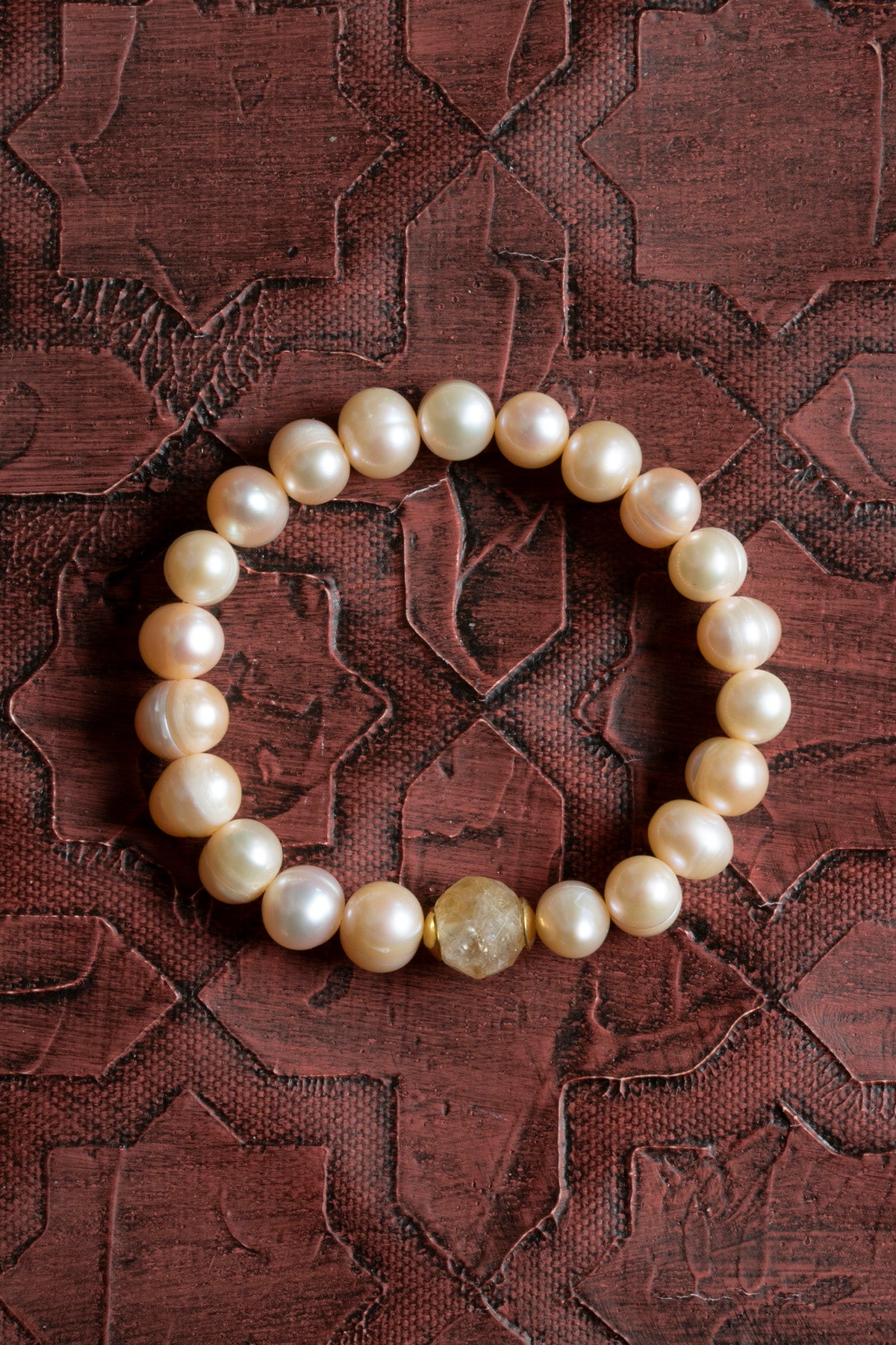 Sertifikalı Doğal Barok İnci &amp; Ham Kesim Sitrin Bileklik – Saff Doğal Taş