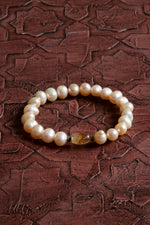 Sertifikalı Doğal Barok İnci &amp; Silindirik Kesim Sitrin Bileklik – Saff Doğal Taş