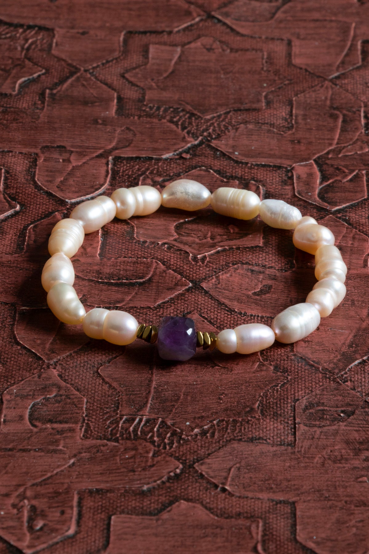 Sertifikalı Doğal Barok Pembe İnci &amp; Faset Kesim Ametist Bileklik – Saff Doğal Taş