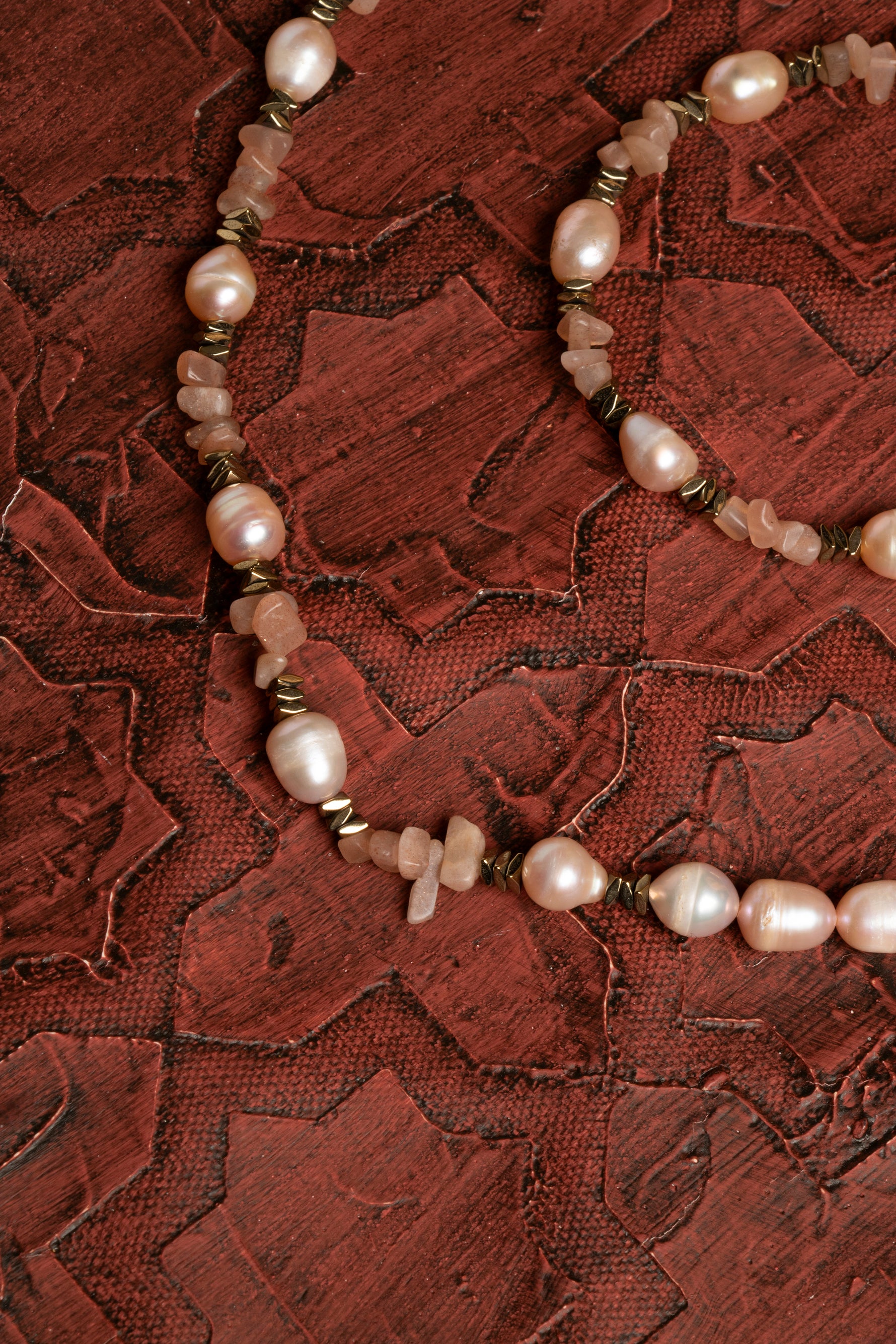 Sertifikalı Doğal Güneş Taşı &amp; İnci Set - Kolye &amp; Bileklik