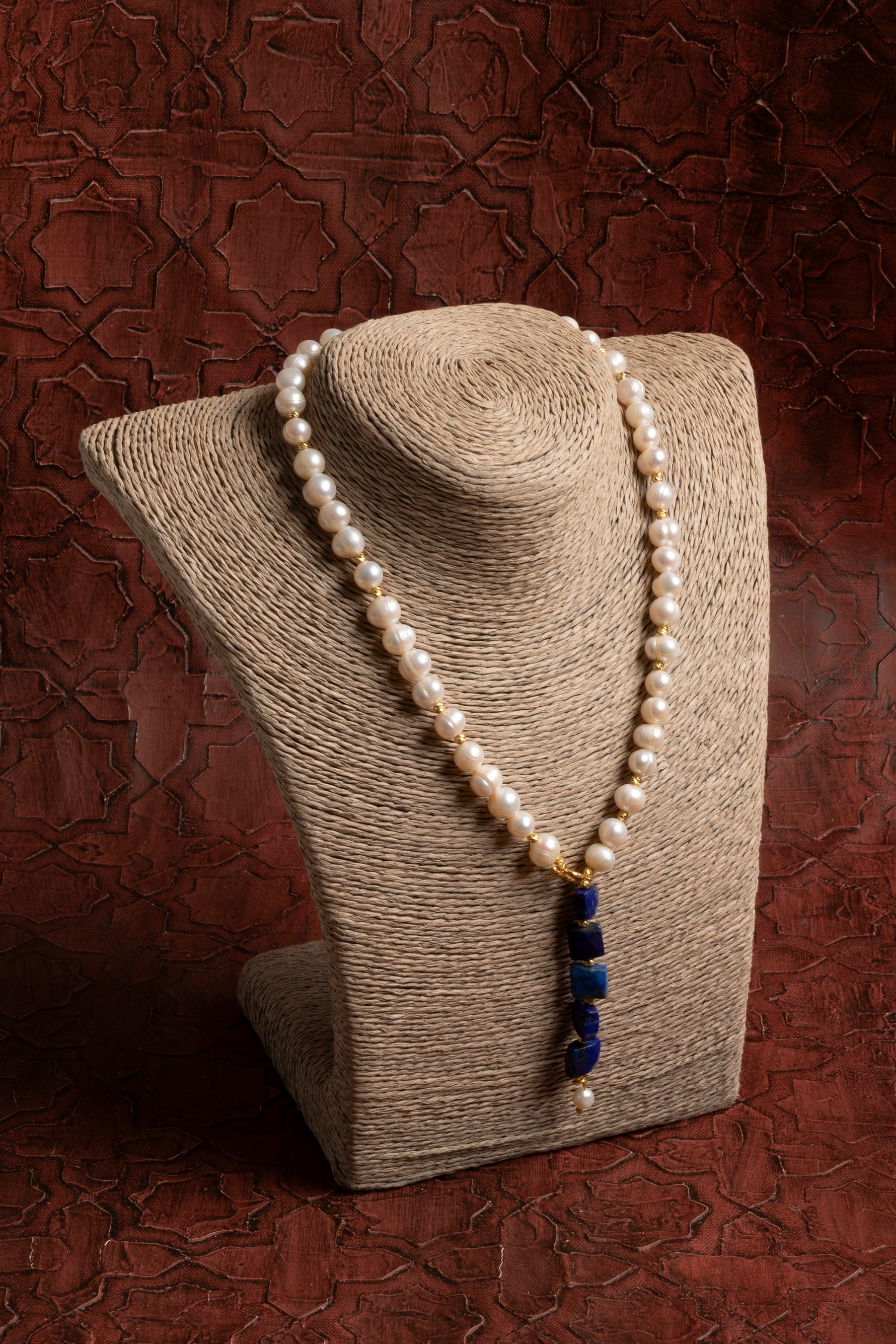 Sertifikalı Doğal İnci &amp; Lapis Lazuli Gümüş Aksesuar Kolye