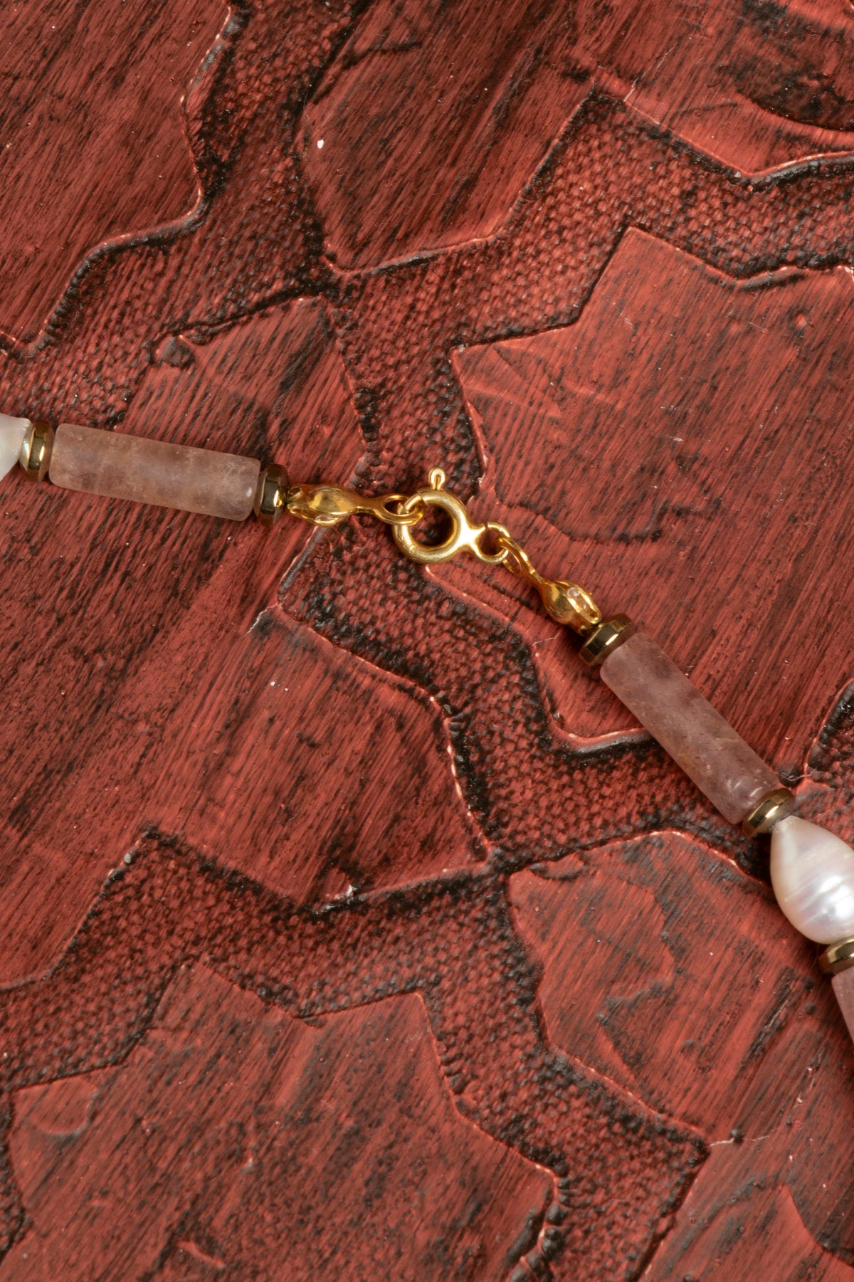 Sertifikalı Doğal İnci, Çilek Kuvars ve Lapis Lazuli Kolye