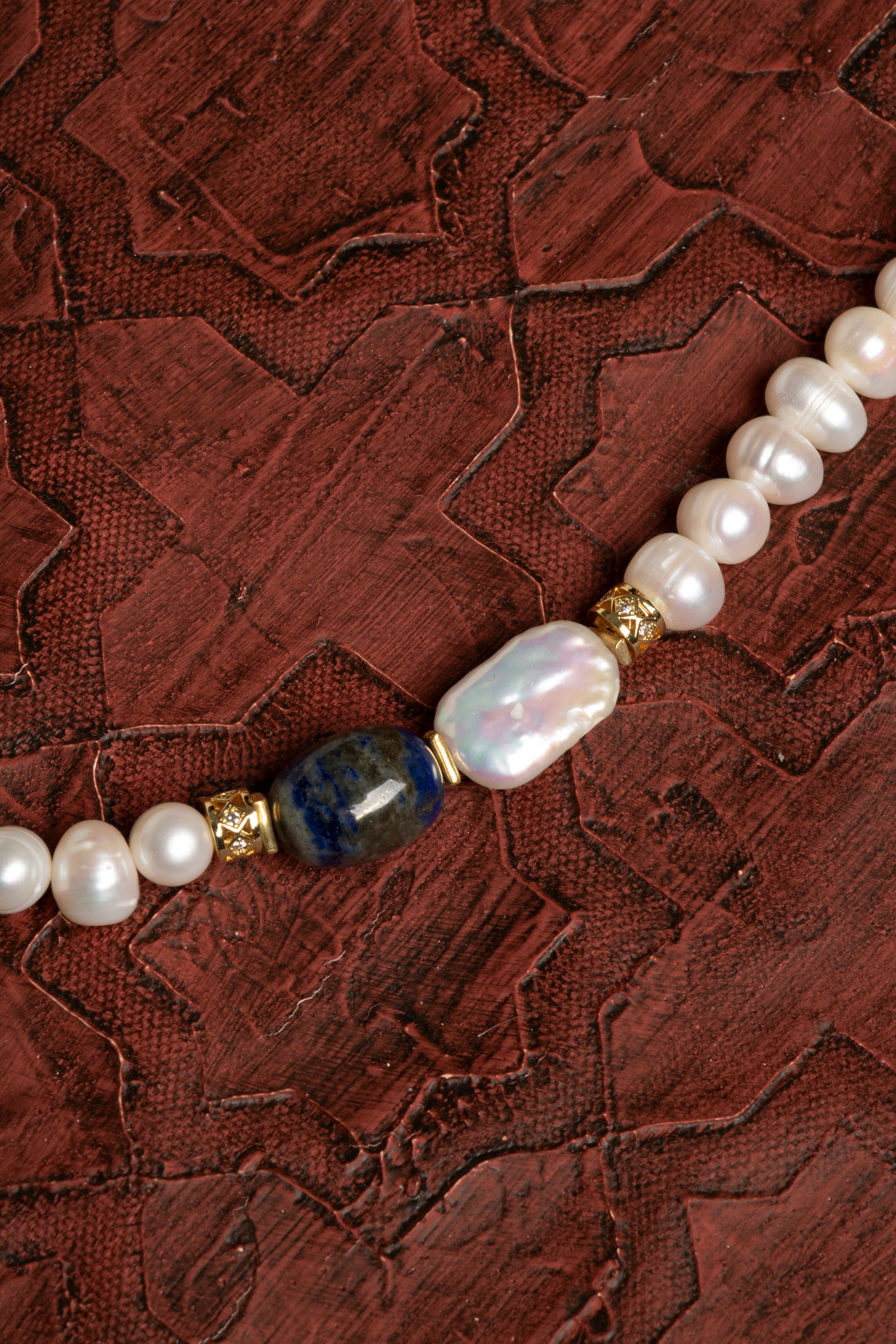 Sertifikalı Doğal İnci ve Lapis Lazuli Gümüş Kolye