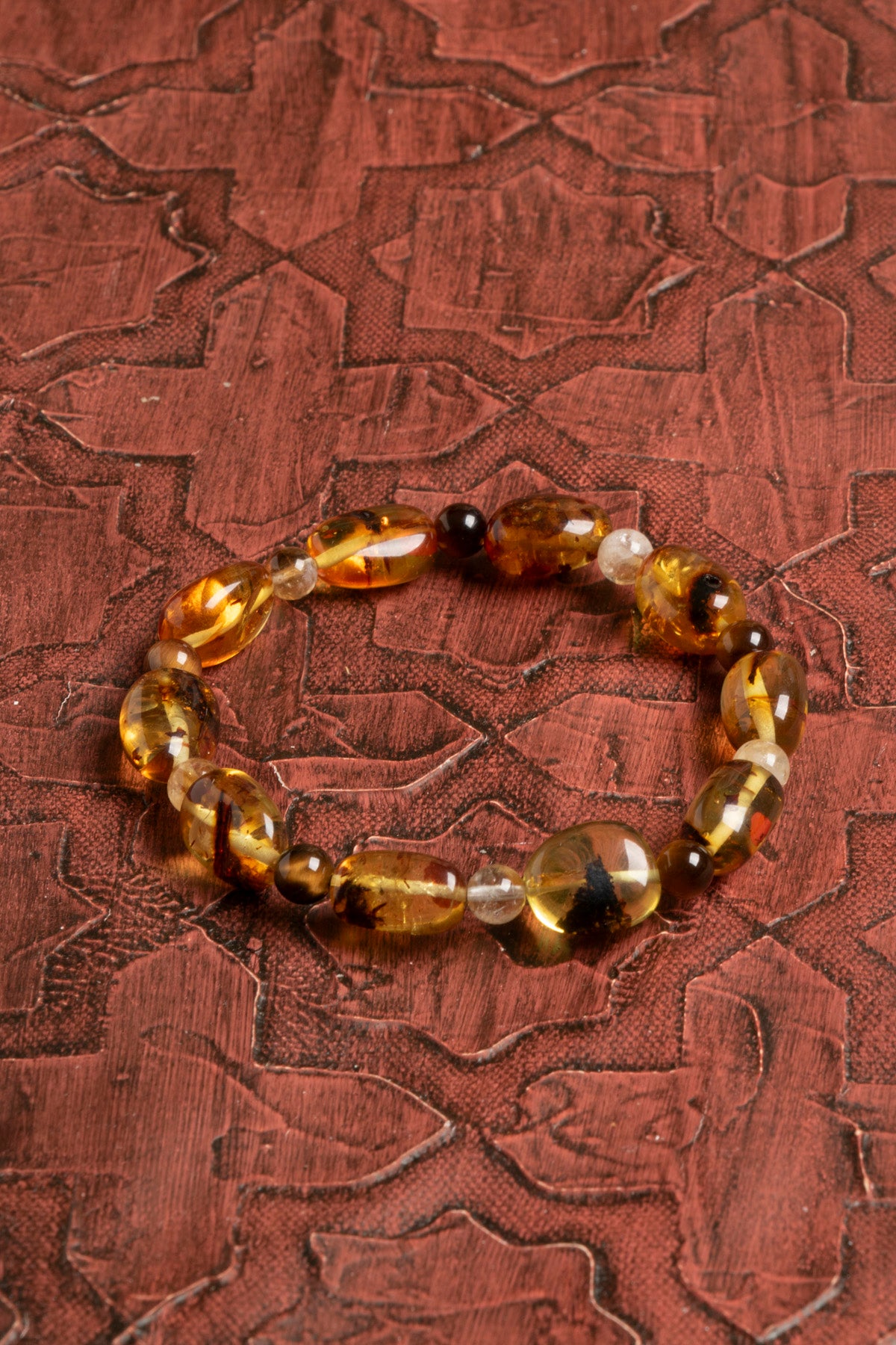 Sertifikalı Doğal Kehribar, Sitrin ve Kaplan Gözü Bileklik – Pozitif Enerji, Güç ve Koruma