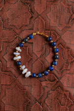 Sertifikalı Doğal Lapis Lazuli, Kalsedon &amp; Hematit Bileklik