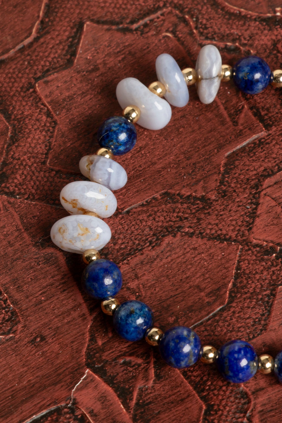 Sertifikalı Doğal Lapis Lazuli, Kalsedon &amp; Hematit Bileklik