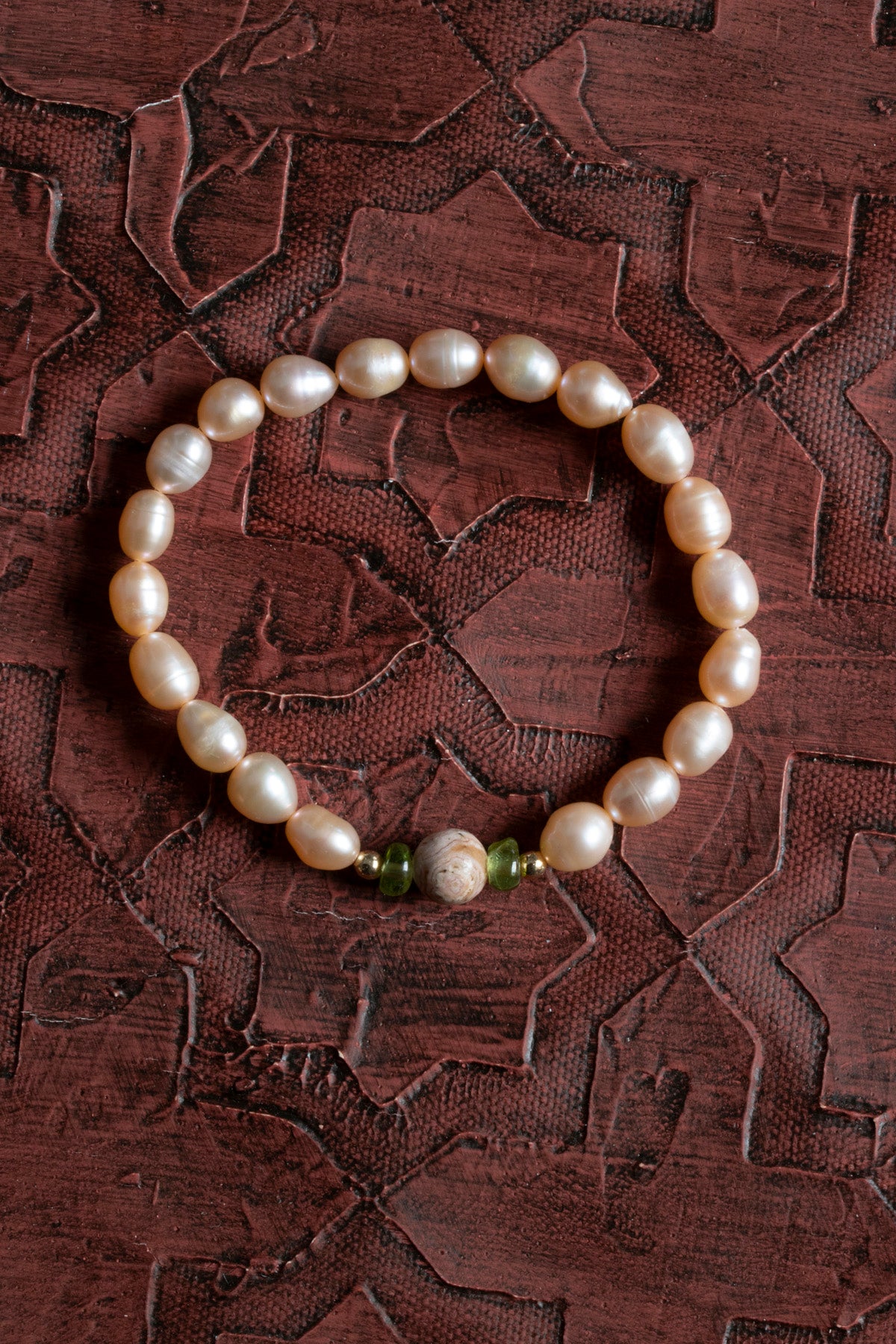 Sertifikalı Doğal Pembe İnci, Zebercet (Peridot) &amp; Rodokrozit Bileklik – Saff Doğal Taş