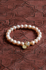 Sertifikalı Doğal Pembe İnci ve Sitrin Bileklik – Gümüş Charm Detaylı | Saff Doğal Taş