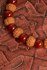 Sertifikalı Doğal Rudraksha ve Kırmızı Akik Bileklik – Ruhsal Güç, Koruma ve Enerji
