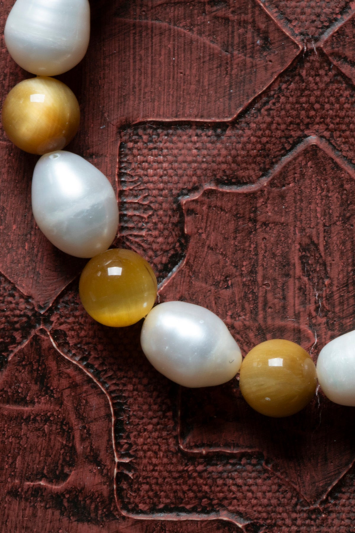 Sertifikalı Doğal Sarı Kaplan Gözü ve İnci Bileklik – Saff Doğal Taş