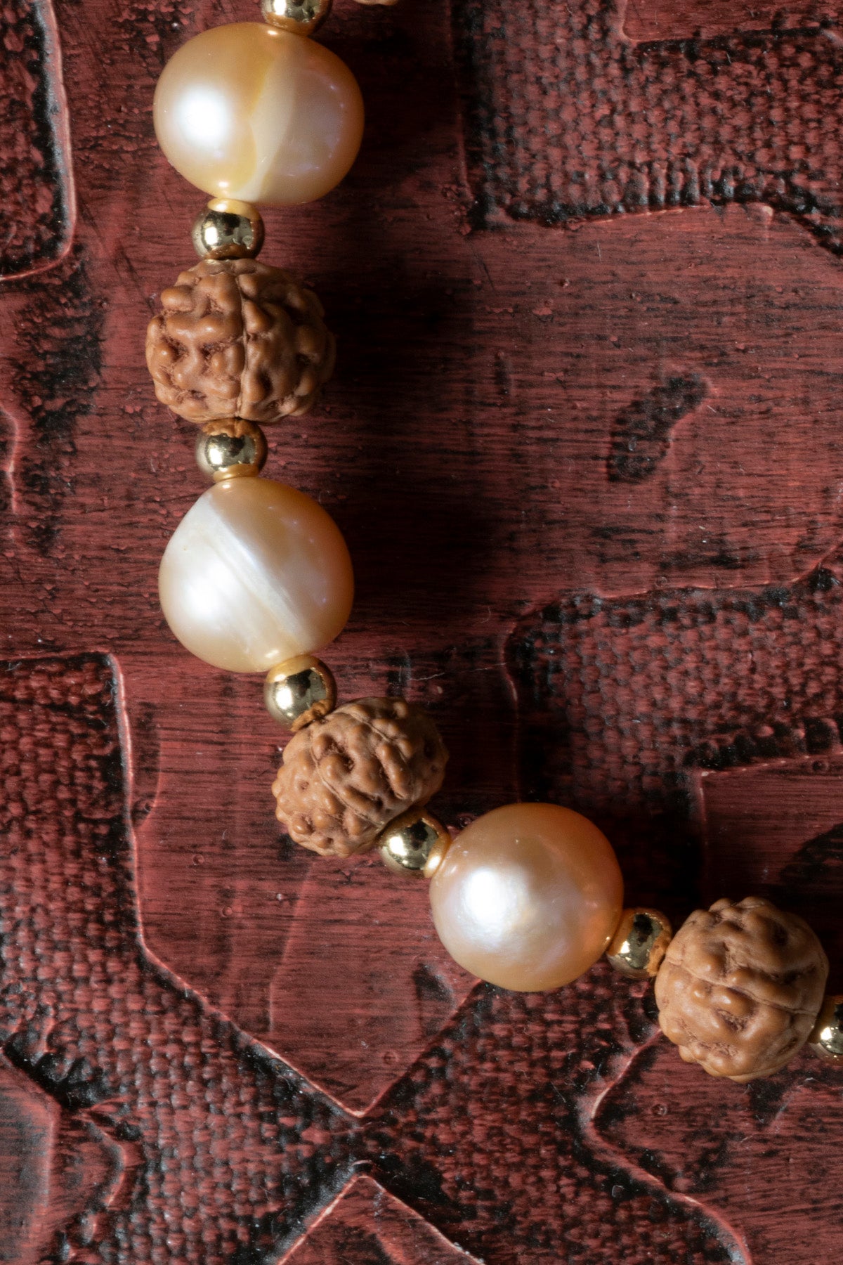 Sertifikalı Doğal Taş Rudraksha, Pembe İnci &amp; Hematit Bileklik – Saff Doğal Taş