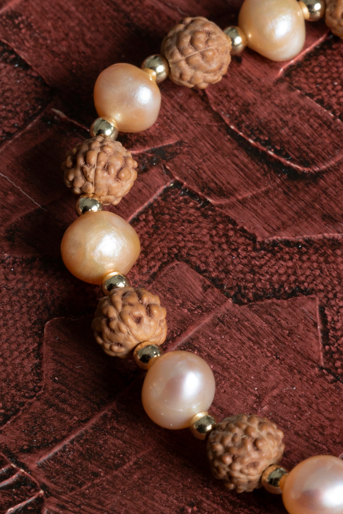 Sertifikalı Doğal Taş Rudraksha, Pembe İnci &amp; Hematit Bileklik – Saff Doğal Taş