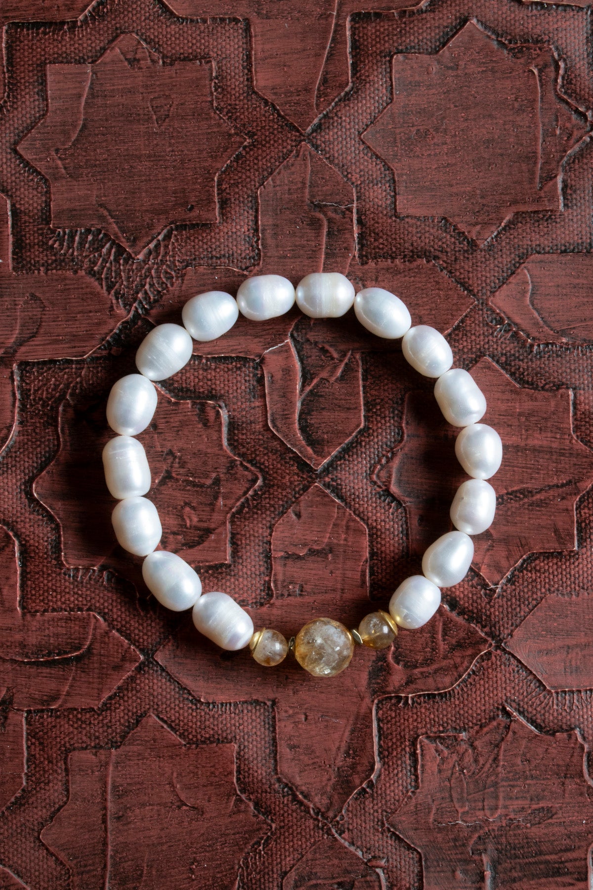 Sertifikalı Doğal Tatlı Su İncisi &amp; Faset Kesim Sitrin Bileklik – Saff Doğal Taş