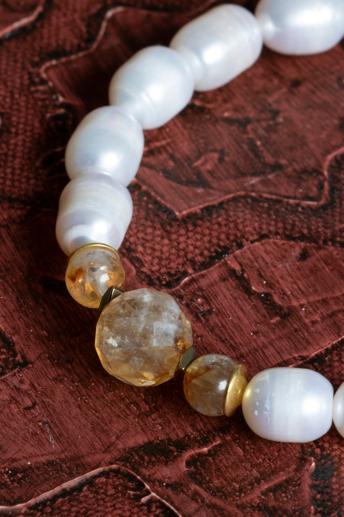 Sertifikalı Doğal Tatlı Su İncisi &amp; Faset Kesim Sitrin Bileklik – Saff Doğal Taş