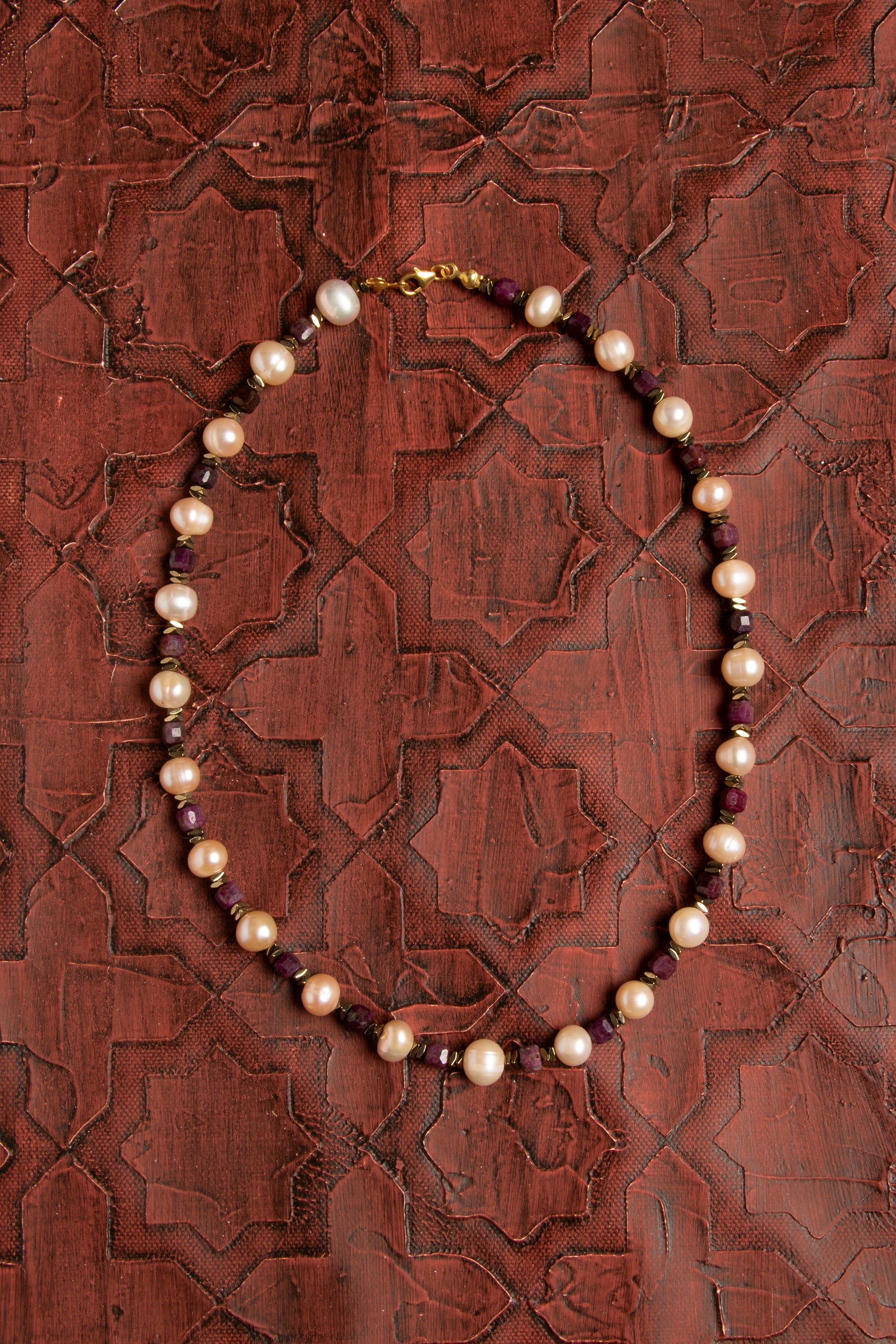 Sertifikalı Doğal Yakut &amp; İnci Gümüş Aksesuarlı Kolye