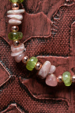 Sertifikalı Doğal Zebercet (Peridot) ve Rodokrozit Bileklik – Saff Doğal Taş