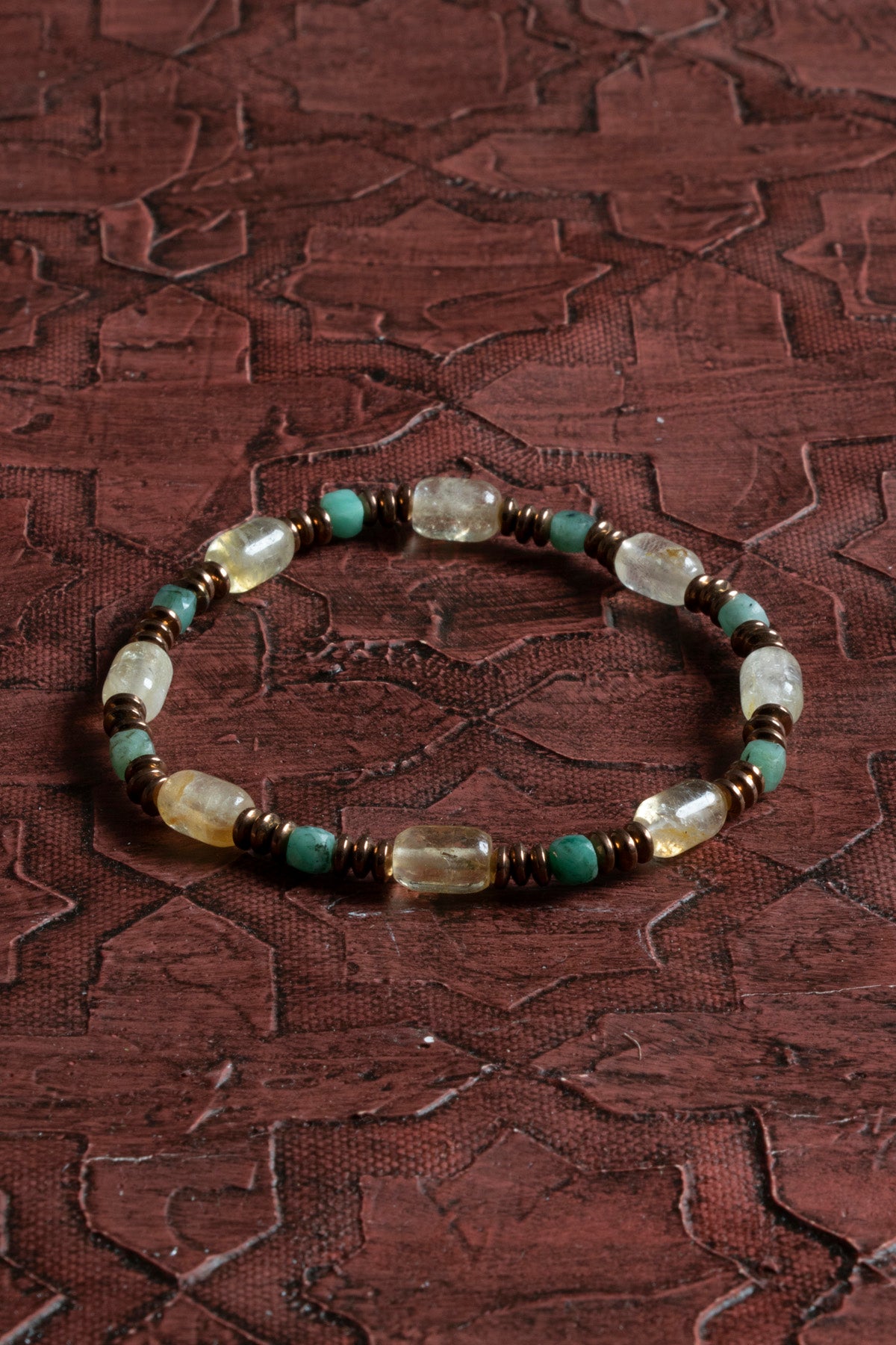 Sertifikalı Doğal Zümrüt, Topaz ve Hematit Bileklik – Saff Doğal Taş