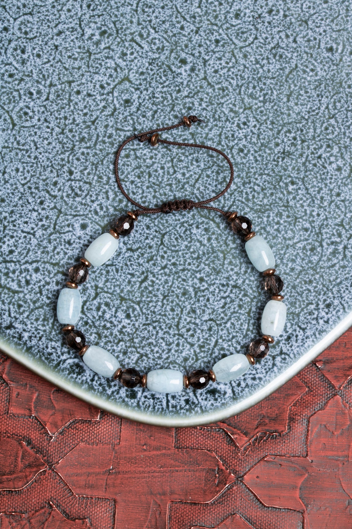 Sertifikalı Dumanlı Kuvars, Akuamarin ve Hematit Bileklik – Doğal Sakinlik ve Zihinsel Netlik