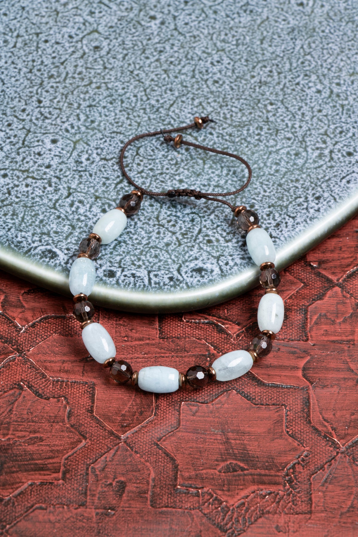 Sertifikalı Dumanlı Kuvars, Akuamarin ve Hematit Bileklik – Doğal Sakinlik ve Zihinsel Netlik