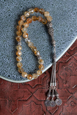 Sertifikalı Fasetli Sitrin Gümüş İmame Püskül Tesbih