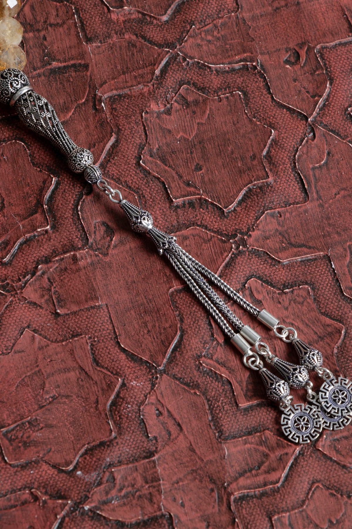 Sertifikalı Fasetli Sitrin Gümüş İmame Püskül Tesbih