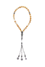 Sertifikalı Fasetli Sitrin Gümüş İmame Püskül Tesbih