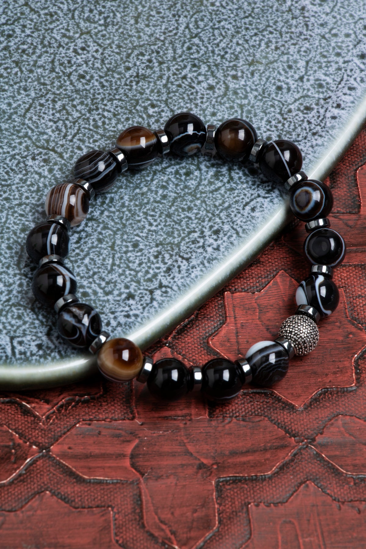 Sertifikalı Göz Akik ve Hematit Doğal Taş Bileklik