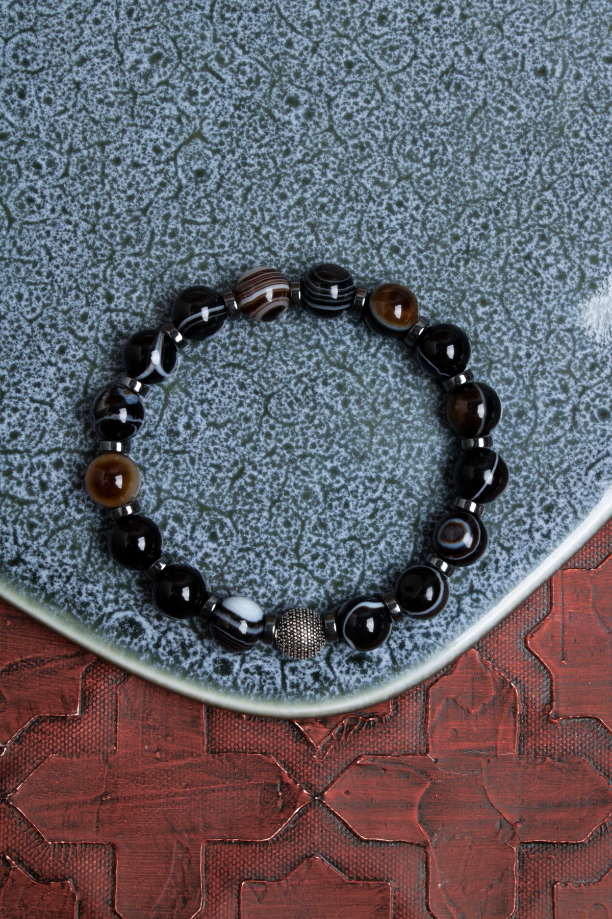 Sertifikalı Göz Akik ve Hematit Doğal Taş Bileklik