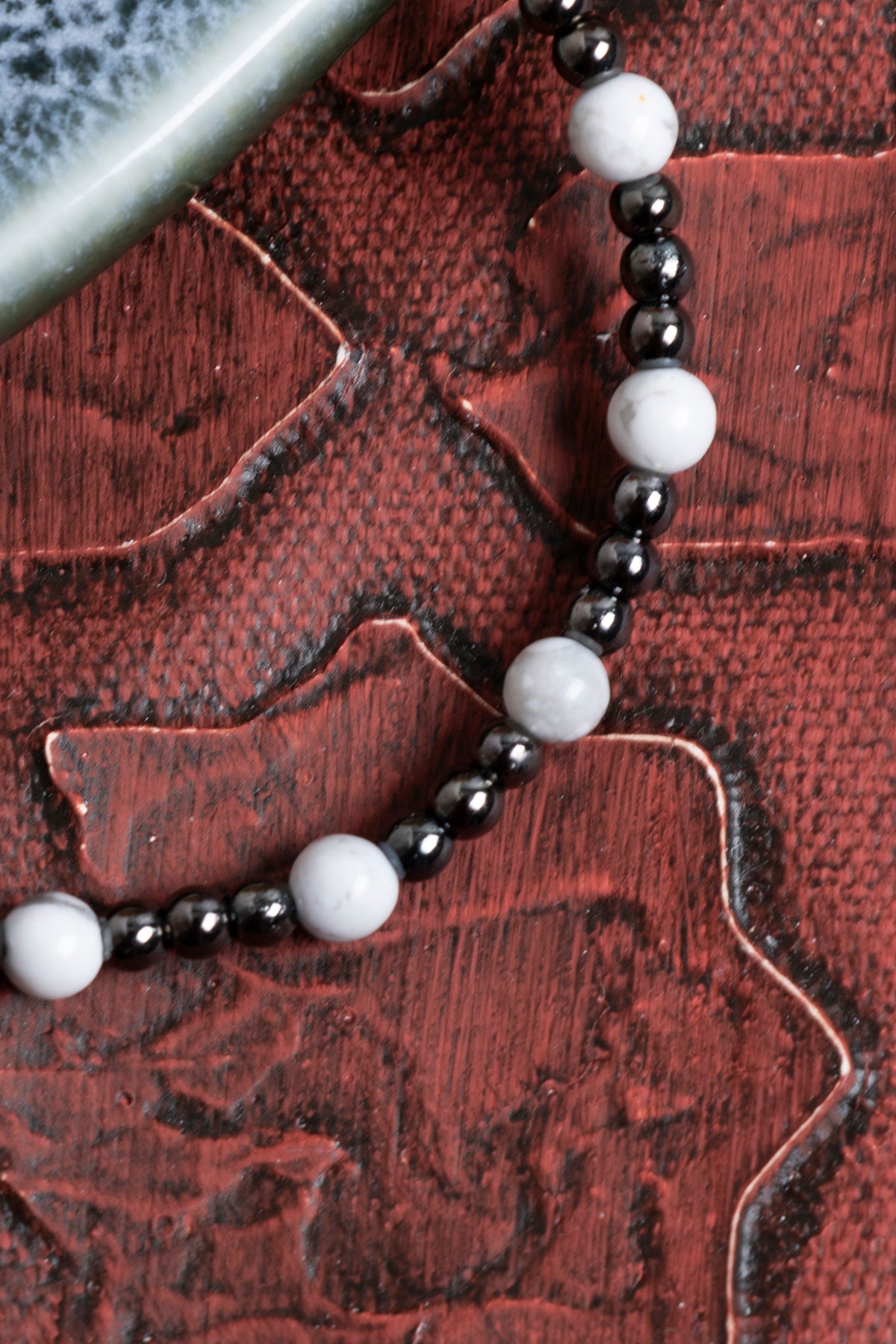 Sertifikalı Hematit &amp; Havlit Doğal Taş Makrome Bileklik