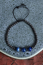 Sertifikalı Hematit &amp; Lapis Lazuli Doğal Taş Makrome Bileklik