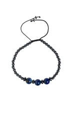 Sertifikalı Hematit &amp; Lapis Lazuli Doğal Taş Makrome Bileklik