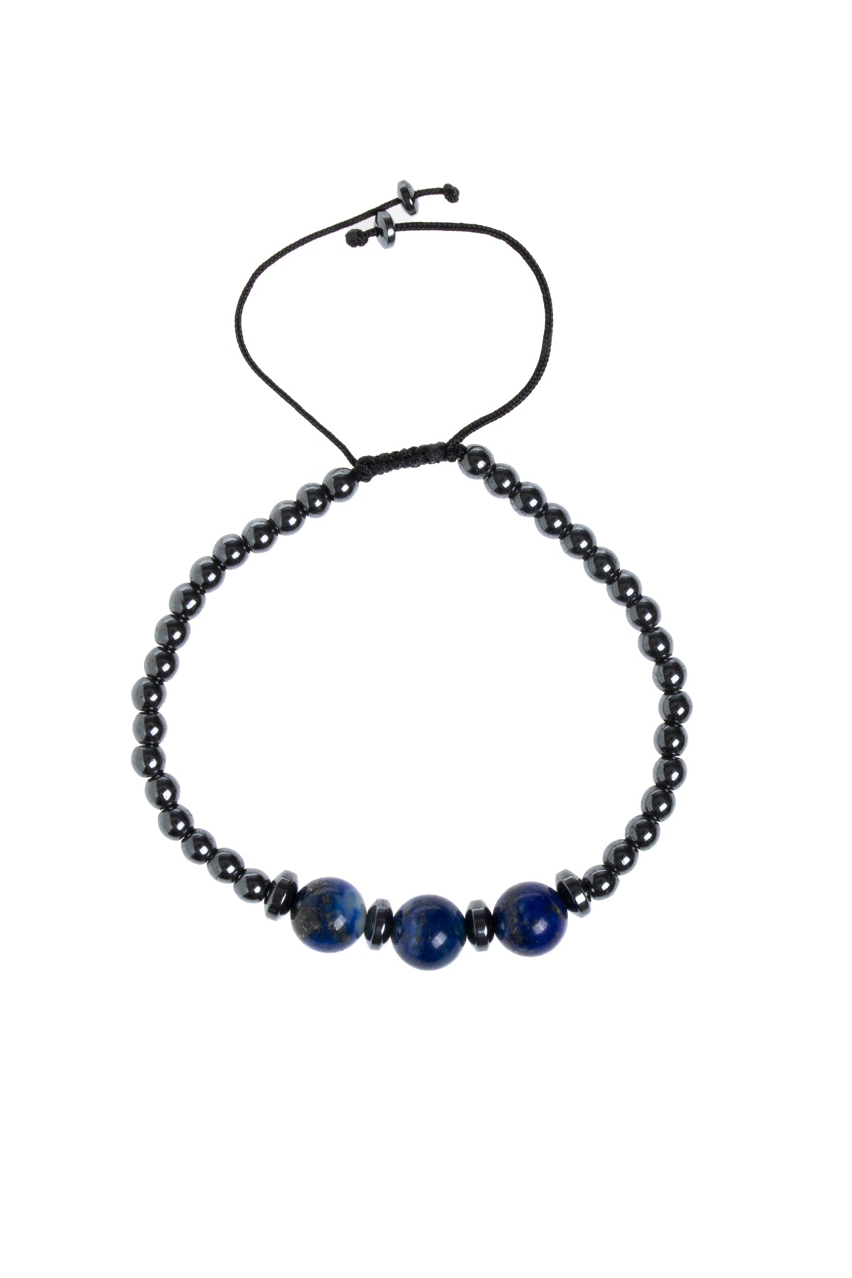 Sertifikalı Hematit &amp; Lapis Lazuli Doğal Taş Makrome Bileklik