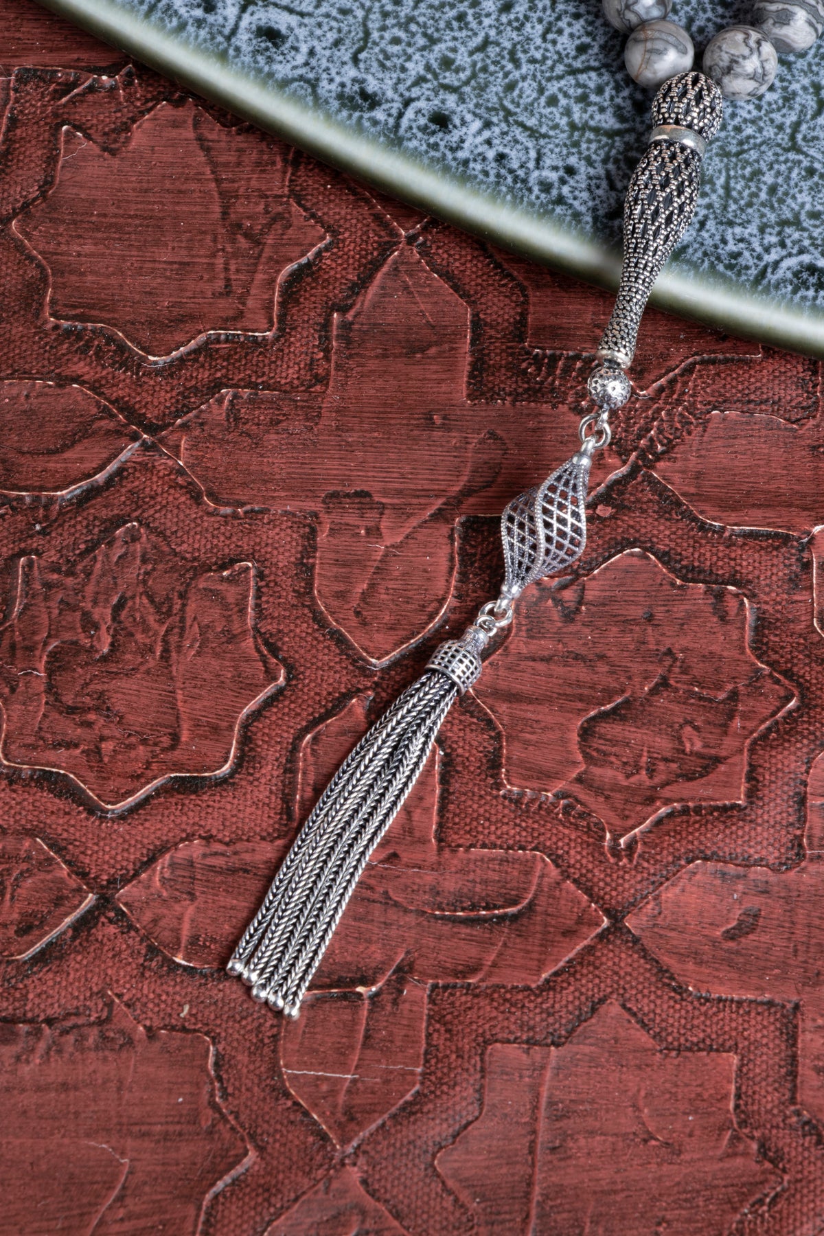 Sertifikalı Jasper 925 Ayar Gümüş 8 mm İmameli Tesbih &amp; Bileklik Seti