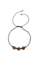 Sertifikalı Kaplan Gözü &amp; Hematit Doğal Taş Makrome Bileklik