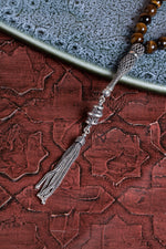 Sertifikalı Kaplan Gözü 925 Ayar Gümüş 8 mm İmameli Tesbih &amp; Bileklik Seti