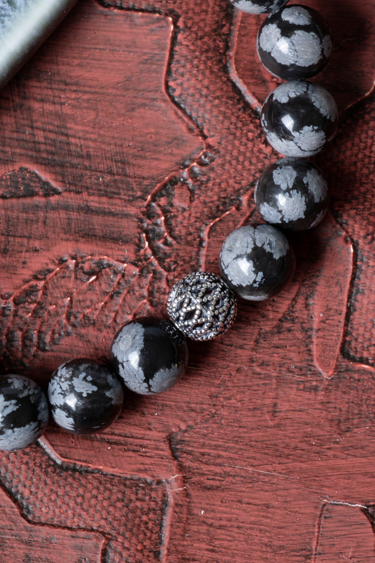 Sertifikalı Karlı Obsidyen Gümüş Aparat Bileklik
