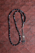 Sertifikalı 6mm Karlı Obsidyen Metal Püskül İmameli Tesbih