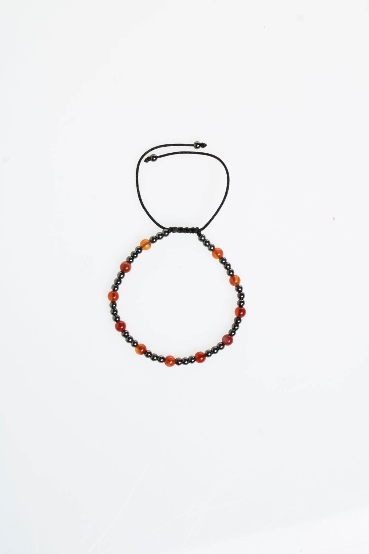 Sertifikalı Kırmızı Akik &amp; Hematit Doğal Taş Makrome Bileklik