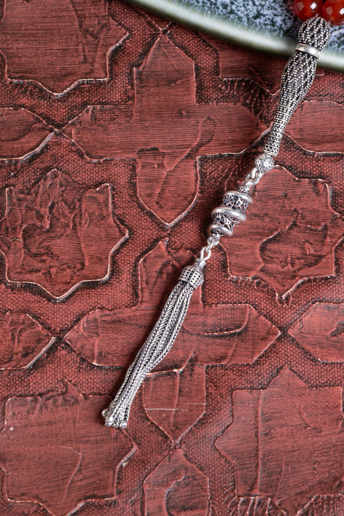 Sertifikalı Kırmızı Akik 925 Ayar Gümüş 8 mm İmameli Tesbih &amp; Bileklik Seti