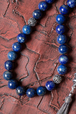 Sertifikalı Lapis Lazuli 925 Ayar Gümüş İmameli Püsküllü Tesbih