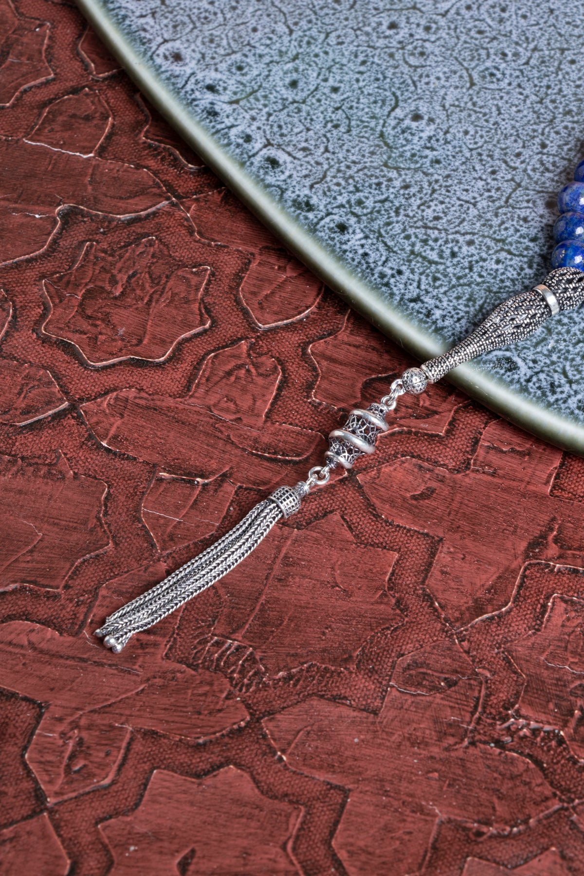 Sertifikalı Lapis Lazuli 925 Ayar Gümüş 8 mm İmameli Tesbih &amp; Bileklik Seti