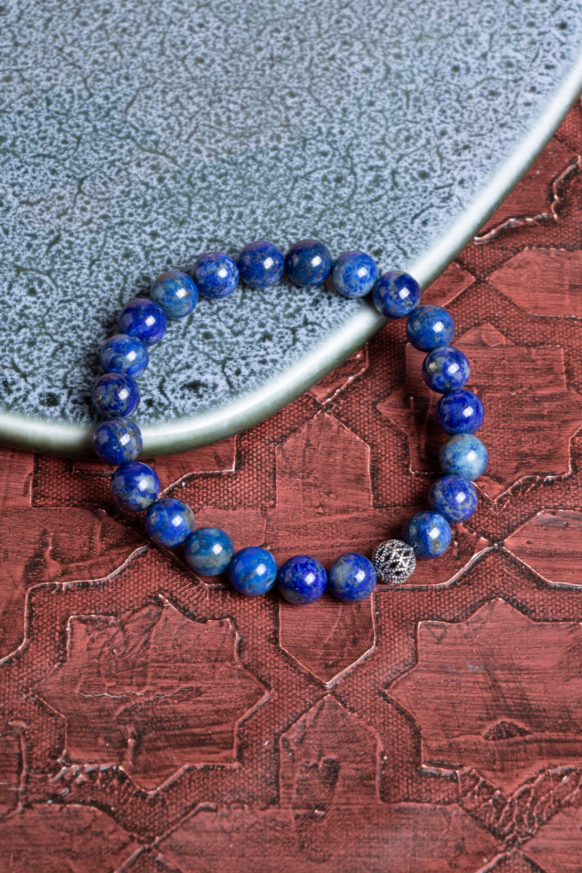 Sertifikalı Lapis Lazuli 925 Ayar Gümüş 8 mm İmameli Tesbih &amp; Bileklik Seti