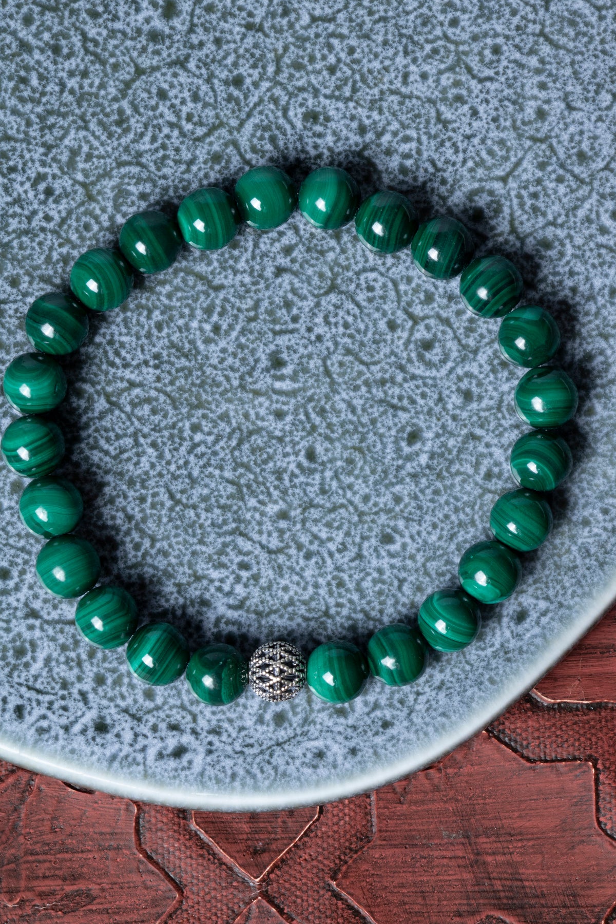 Sertifikalı Malahite Gümüş Aparat Bileklik