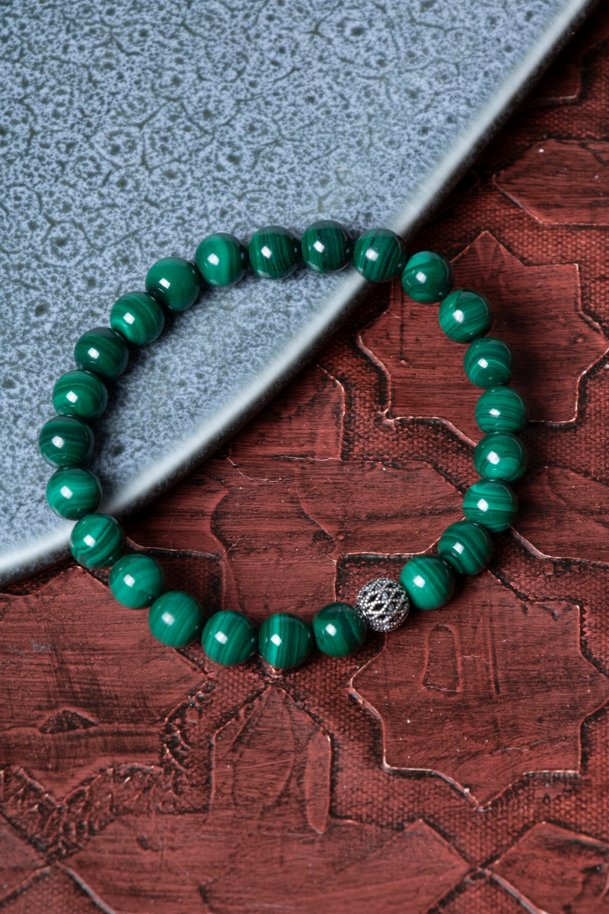 Sertifikalı Malahite Gümüş Aparat Bileklik