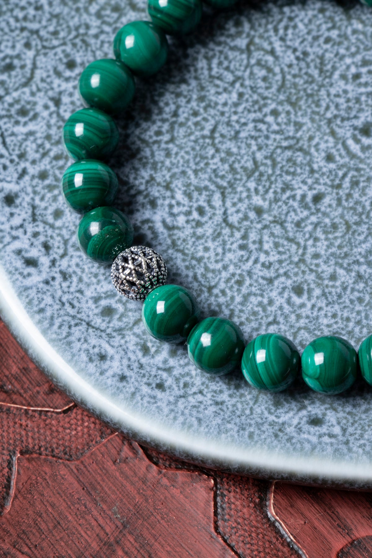 Sertifikalı Malahite Gümüş Aparat Bileklik