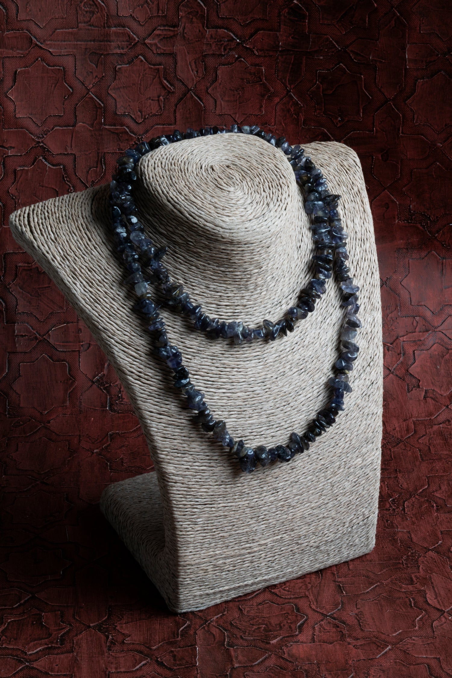 Sertifikalı Naturel Kesim İyolit Taşı Kolye