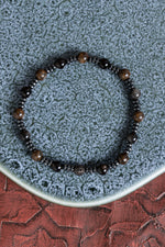 Sertifikalı Obsidyen &amp; Bronzit &amp; Hematit &amp; Zirkon Aparat Doğal Taş Bileklik