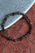 Sertifikalı Obsidyen &amp; Bronzit &amp; Hematit &amp; Zirkon Aparat Doğal Taş Bileklik