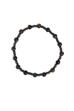 Sertifikalı Obsidyen &amp; Bronzit &amp; Hematit &amp; Zirkon Aparat Doğal Taş Bileklik