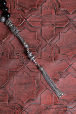 Sertifikalı Obsidyen 925 Ayar Gümüş 8 mm İmameli Tesbih &amp; Bileklik Seti